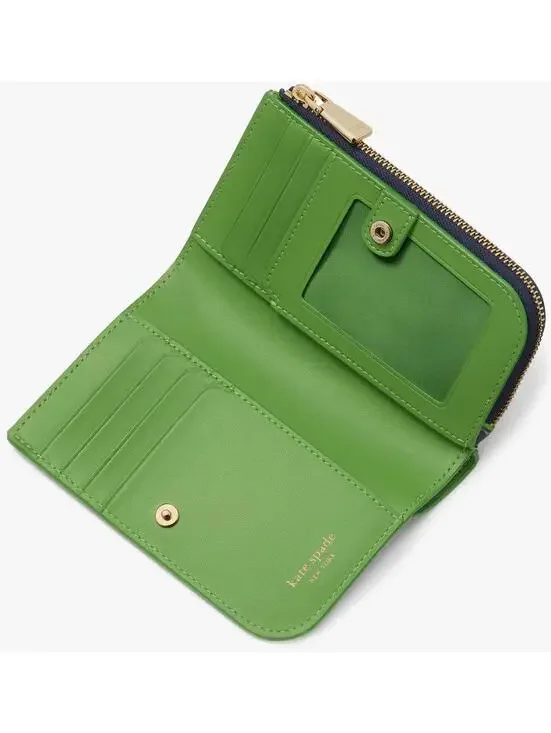 Kate Spade In The Garden Compact Wallet Parisian Navy Floral Leather - Picture 4 of 7